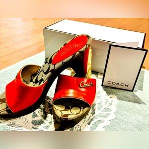 Coach - Kathie Calf Sandals Size 9 1/2 - Orange - Brand New in Box
